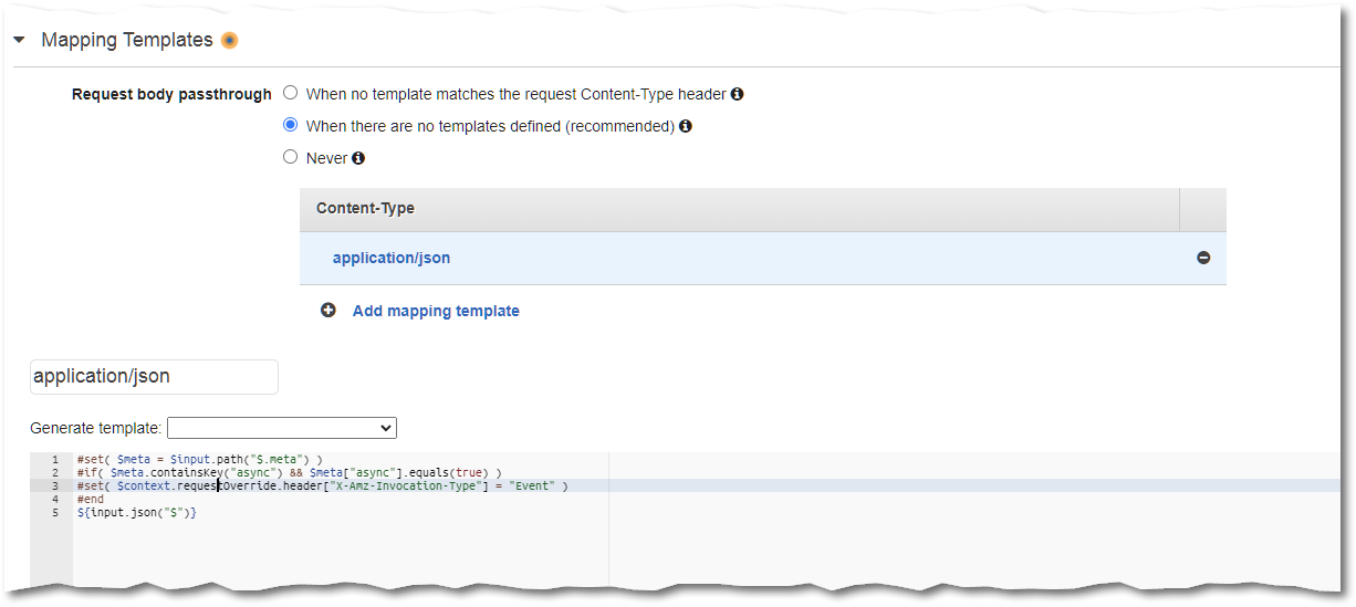 Switching between async vs. sync invocation in AWS APIGW + AWS Lambda using JSON properties